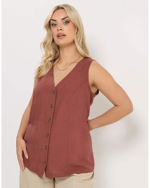 Yours Clothing Orange Woven Linen Waistcoat