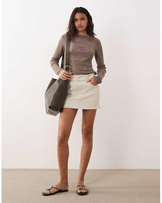 ASOS Natural Fine Knit Floral Top