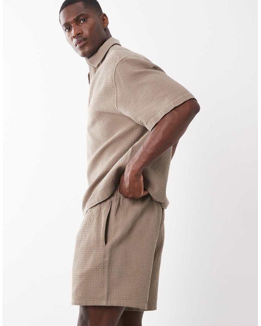 ASOS White Mid Length Waffle Shorts for men