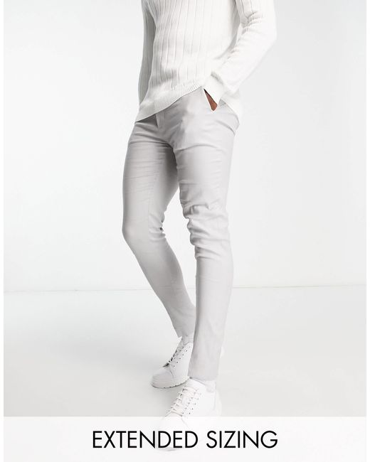 Pantalon skinny habille en lin melange clair ASOS pour homme en coloris Gris Lyst