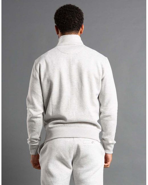 French Connection Gray Cotton Blend Funnel Neck Zip Jumper for men