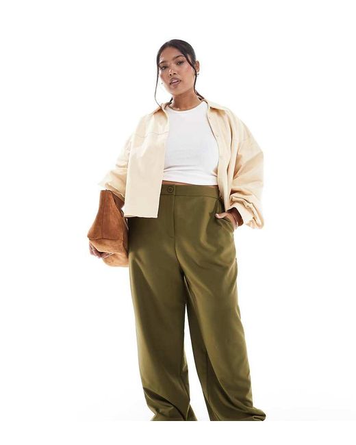 Pantalones De Sastre Caquis De Pernera Recta Holgada De Curve-Verde ASOS de color Green