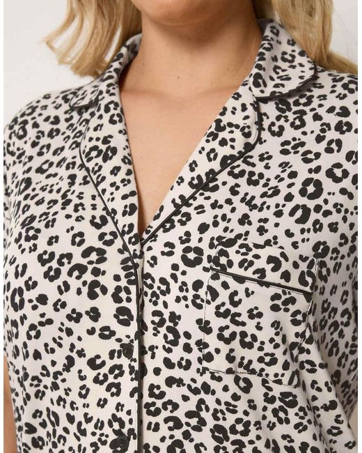 Yours Clothing Natural Leopard Pyjama Set