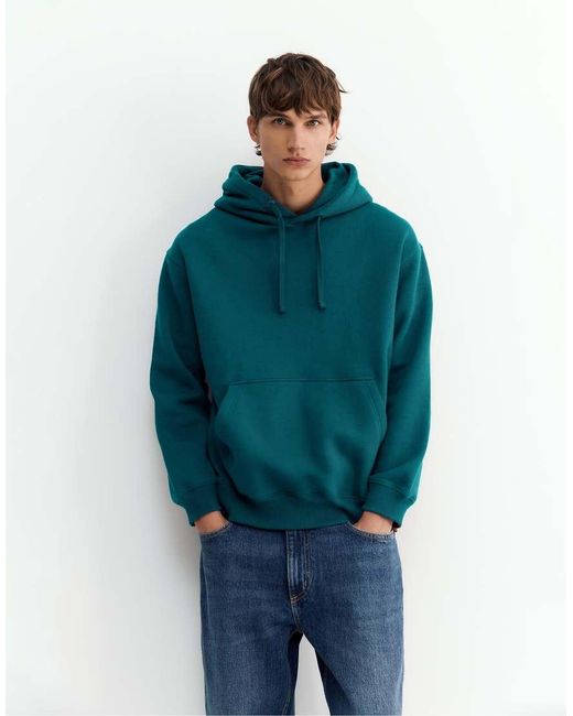 Felpa Con Cappuccio Basic Bottiglia di Pull&Bear in Green da Uomo