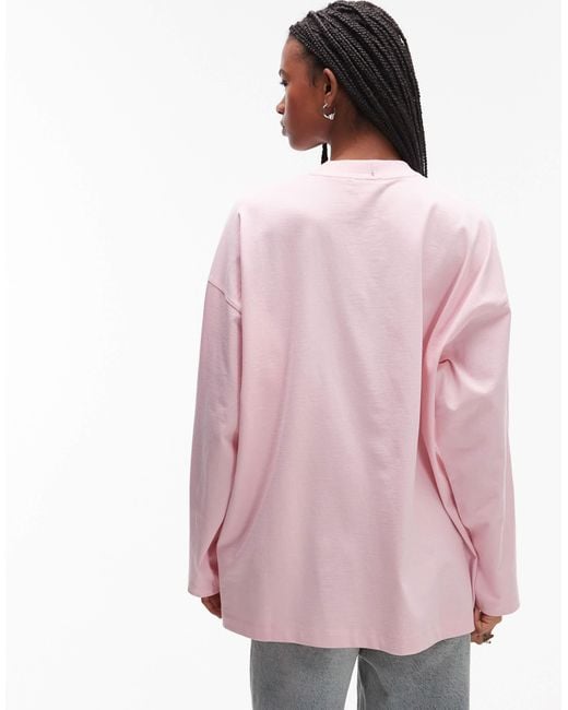 TOPSHOP Pink Graphic Le Printemps Long Sleeve Skater Top
