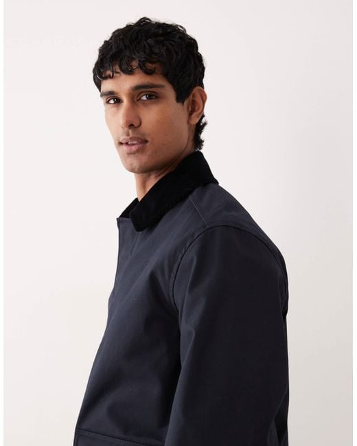 ARKET Blue Waxed Cotton Jacket With Contrast Cord Collar for men
