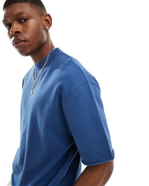 ASOS Blue Oversized T-shirt With Seam Detailing for men