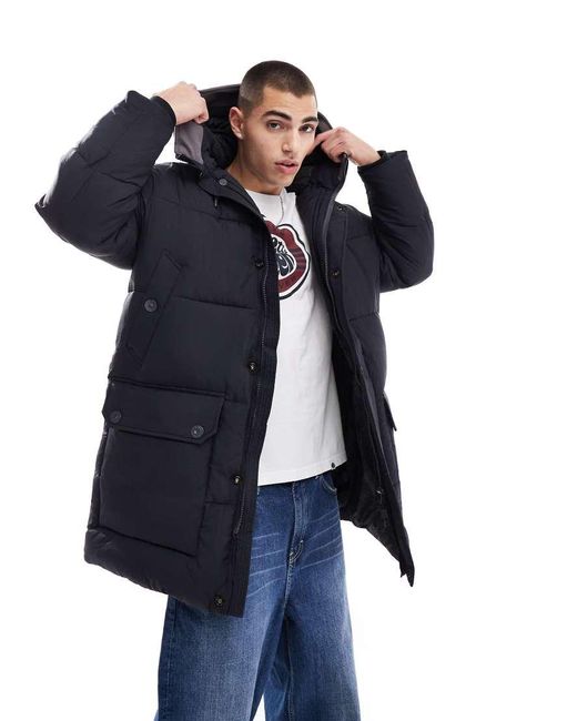 Pretty Green Blue Mountfield Quilted Parka Jacket for men