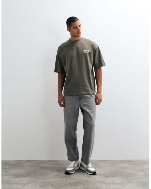 ASOS Gray Oversized T-shirt With Text Back Print for men