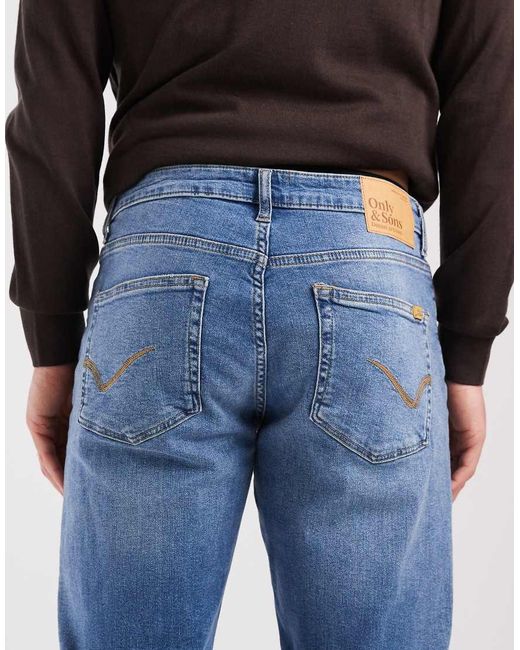 Only & Sons Blue Weft Regular Fit Jeans for men