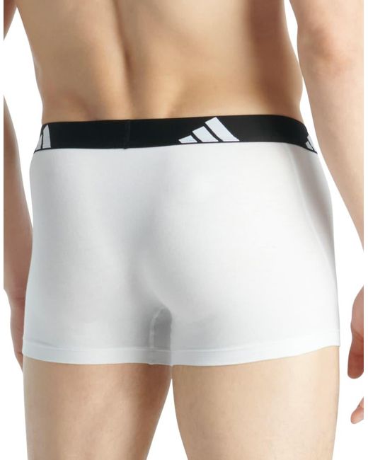 Adidas White 3 Pack Active Flex Cotton Trunks for men