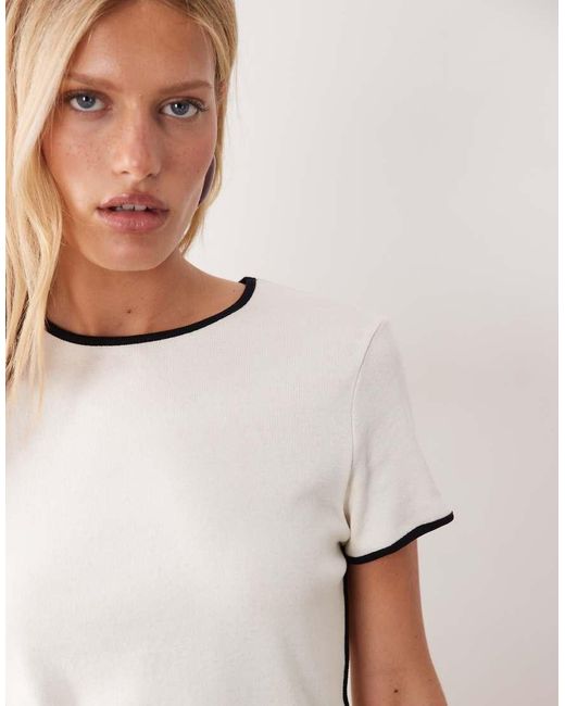 Mango Natural Contrast Trim T-shirt