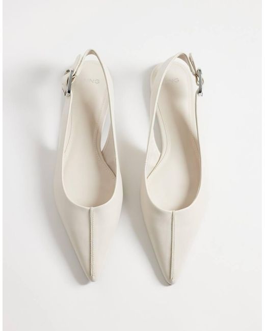 Mango White Flat Slingback Shoe
