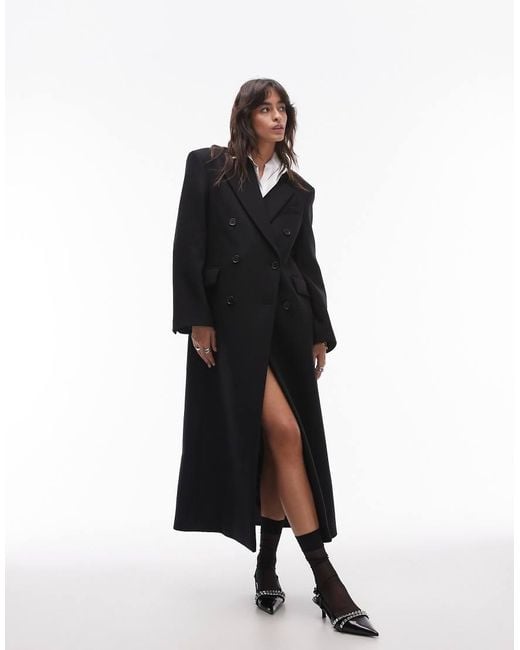 & Other Stories Black Wool Maxi Double-Breasted Coat