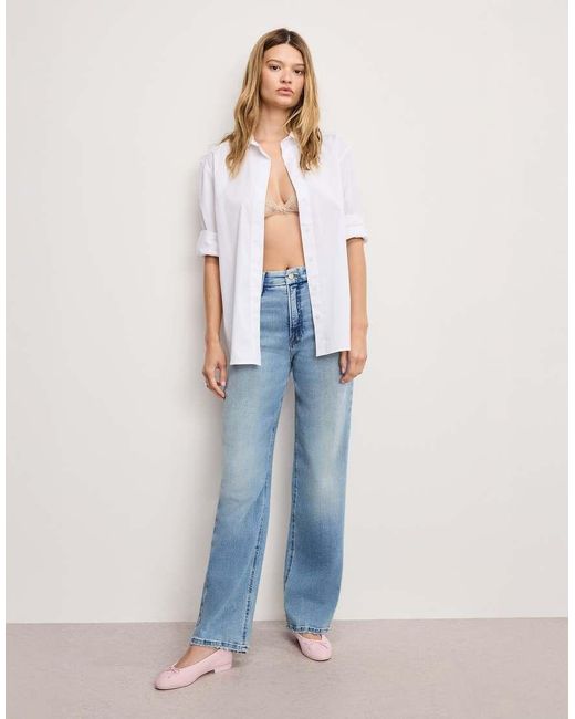 GOOD AMERICAN Blue Soft Tech Good True Straight Jeans