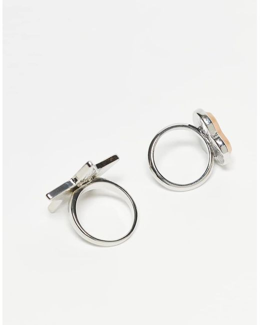 Confezione Da 2 Anelli Con Sigillo Color Oro E Argento A Cuore E Stella di Reclaimed (vintage) in White