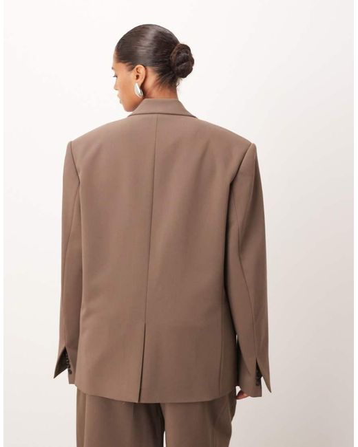 ARRANGE Brown Curve Oversized Single Breasted Blazer