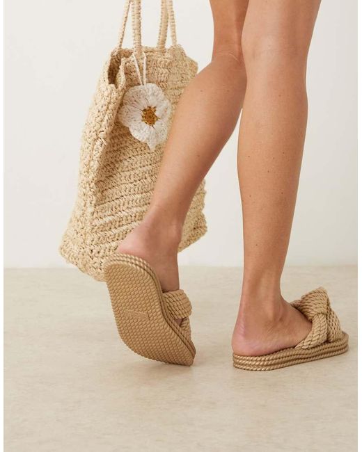 ASOS Natural Josie Chunky Knot Jelly Mule Sandal