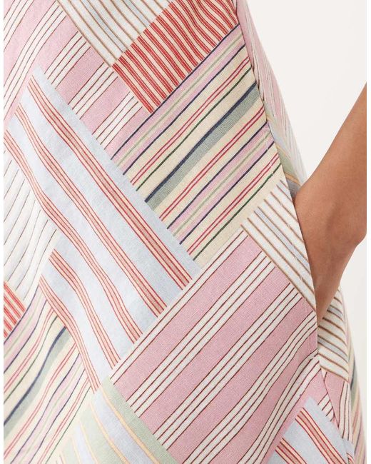 Abercrombie & Fitch Pink Linen Rich Milkmaid Mini Dress