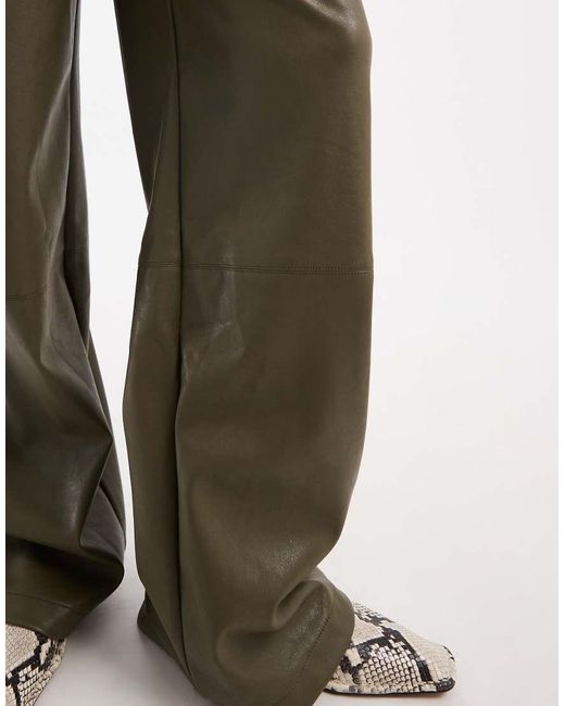 ASOS Green Tall Low Rise Mansy Faux Leather Trousers