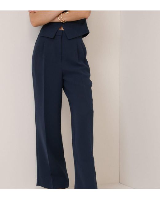 Nobody's Child Petite Blue Wide Leg Jax Crepe Trousers