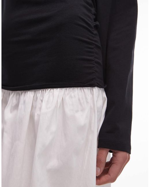 Vestito Corto Con Vita Scesa E Gonna A Contrasto di Mango in White