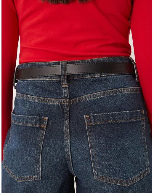 Gina Tricot Blue Belt With Silver Statement Buckle