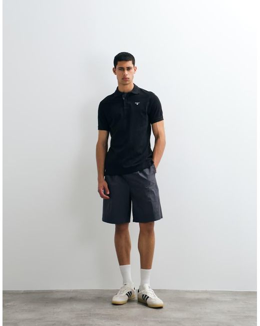 Barbour Blue Short Sleeve Pique Tailored Logo Polo Shirt for men