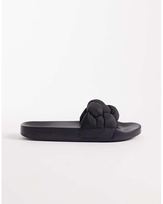Tommy Hilfiger Blue Slides With Braid Detail
