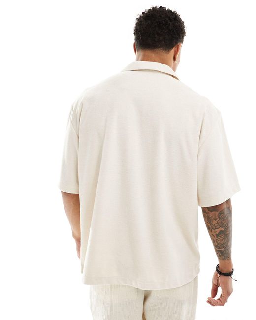 ASOS White Oversized Revere Towelling Shirt for men