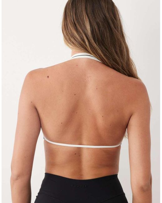 BO+TEE Black Soft Active Halter Neck Contrast Detail Sports Bra