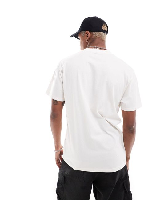 Camiseta color crema holgada con logo bordado en el pecho Hollister de hombre de color White