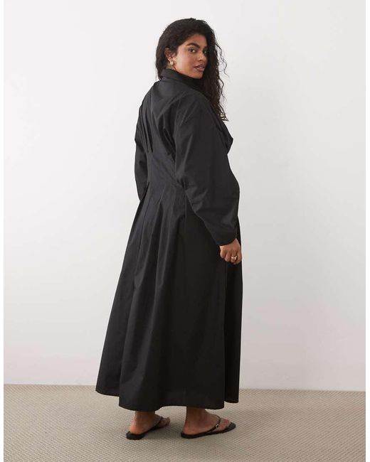 ASOS Black Asos Design Curve Cinched Detail Maxi Shirt Dress