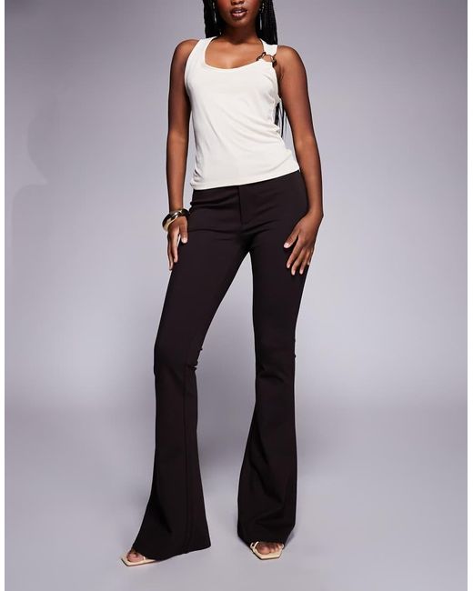 ASOS Brown Premium Ponte Flare Trouser With Tailored Waistband