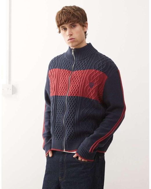 Collusion Blue Zip Through Knitted Sports Top for men
