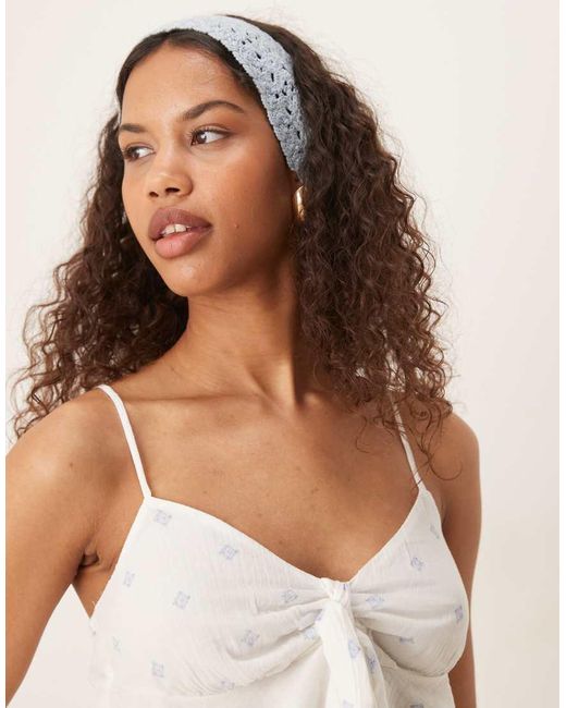 Gina Tricot Natural Frill Tie Front Bow Blouse Top