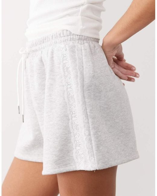 ASOS White Lace Side Stripe Draw String Shorts