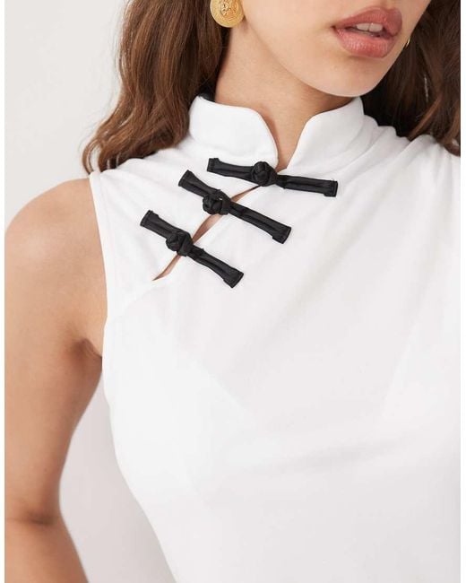 ASOS Gray Cap Sleeve Mandarin Top