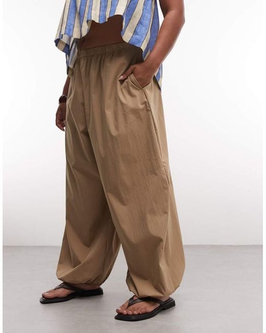 ASOS Natural Asos Design Curve Cotton/nylon Blend Pull-on Balloon Pants