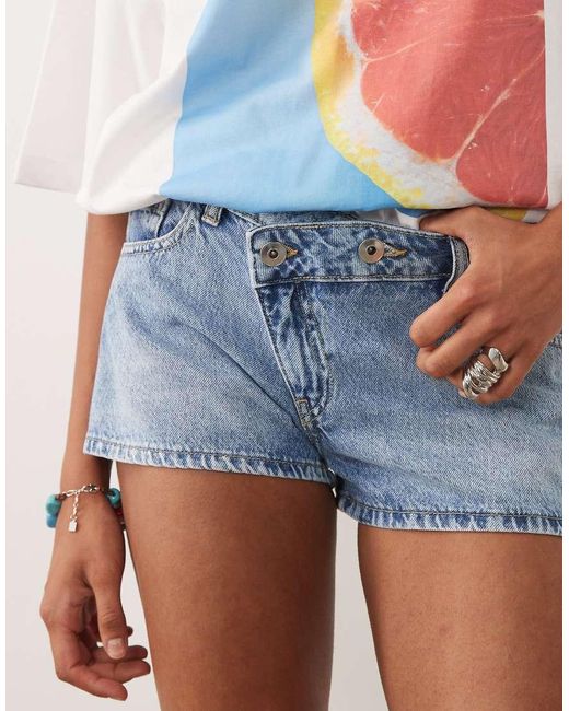 Mango White Teen Cross Waist Denim Short