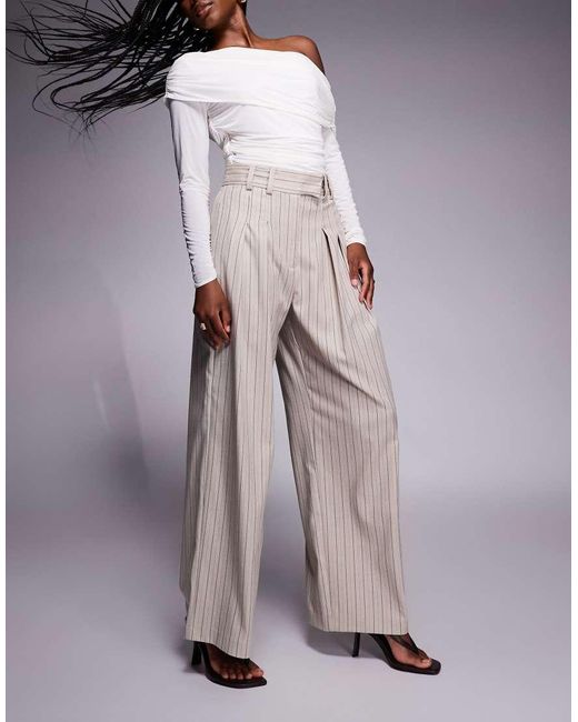 River Island Purple High Waisted Wide Leg Tailored Trousers