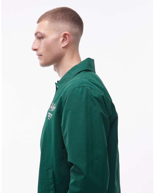 Tommy Hilfiger Green Racing Style Coach Collared Jacket for men