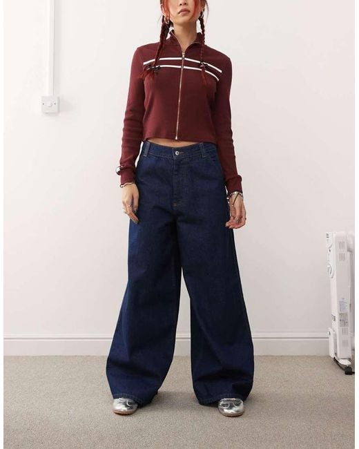 Collusion Blue Wide Leg Seam Detail Jeans