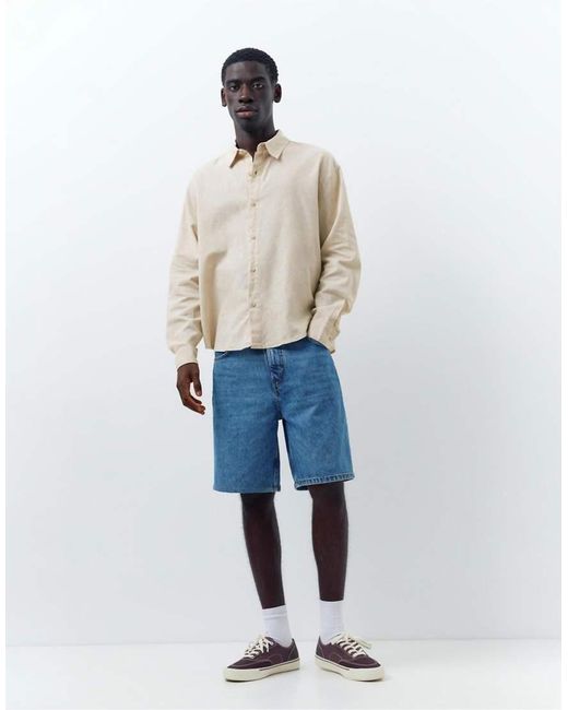 Pull&Bear Overhemd Van Linnenmix in het Natural voor heren