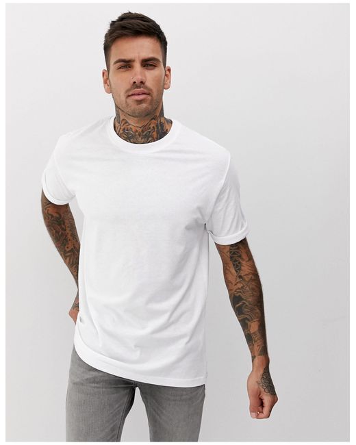 Bershka – Join Life – Legeres T-Shirt aus Bio-Baumwolle in White für Herren