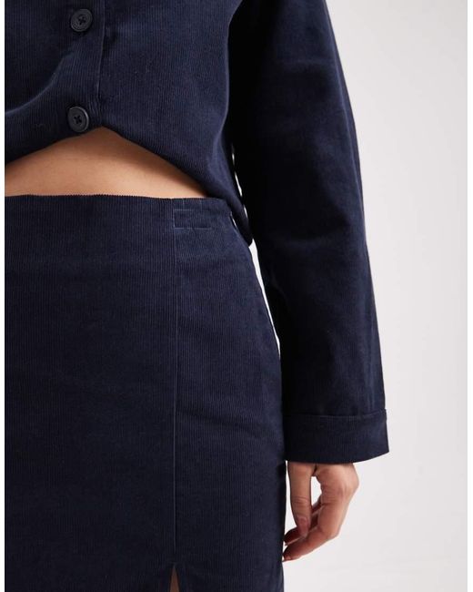 ASOS Blue Split Front Corduroy Co-ord Mini Skirt