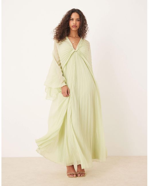 ASOS Natural – plissiertes maxikleid aus chiffon