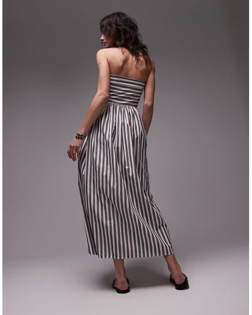 TOPSHOP Gray Bandeau Full Hem Dress