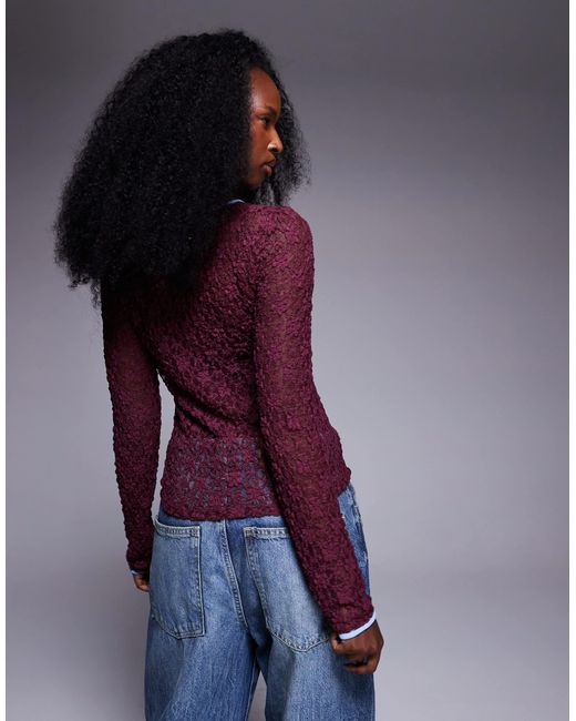 ASOS Purple – halbtransparentes spitzenoberteil