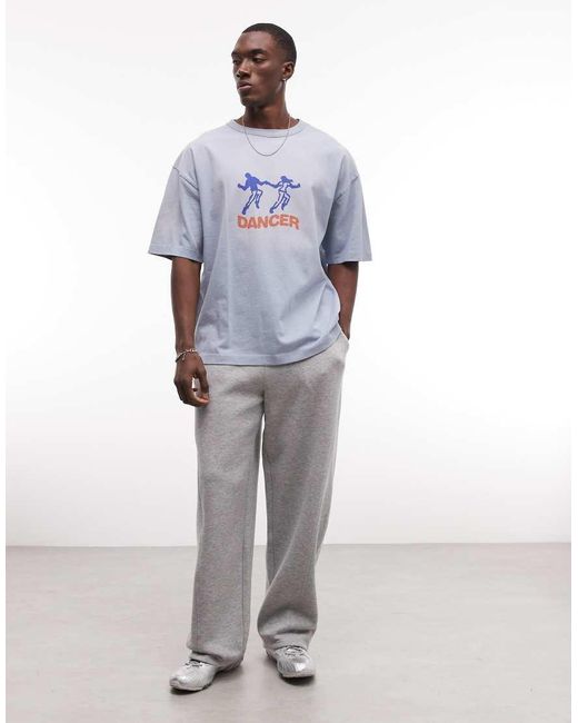 ASOS Blue Heavyweight Boxy Oversized T-shirt With Dancer Graphic for men
